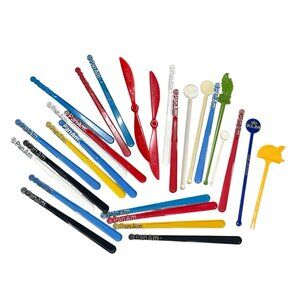 Lot 28 VTG Pan Am Airlines Cocktail Swizzle Sticks Aviation TWA KLM Lufthansa